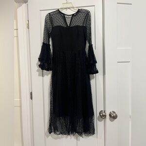 SHEIN Black Sheer Polka Dot Dress
